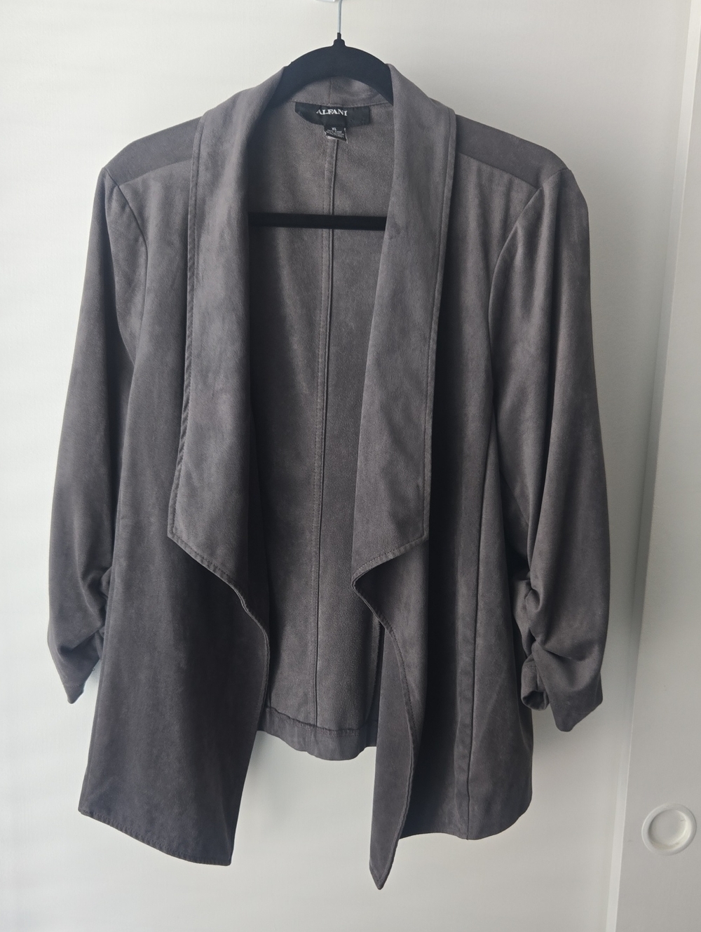Alfani Gray Open Front Faux Suede Blazer-Size X Large